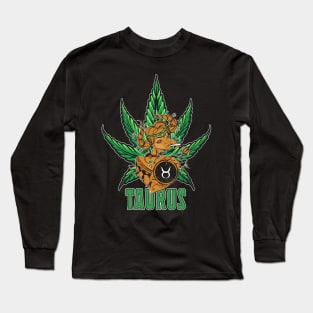 Taurus Weed Shirt, Zodiac Cannabis, Taurus Marijuana Shirt, Taurus Gift, Taurus Zodiac tee, zodiac birthday gift, Zodiac Pot Leaf Long Sleeve T-Shirt